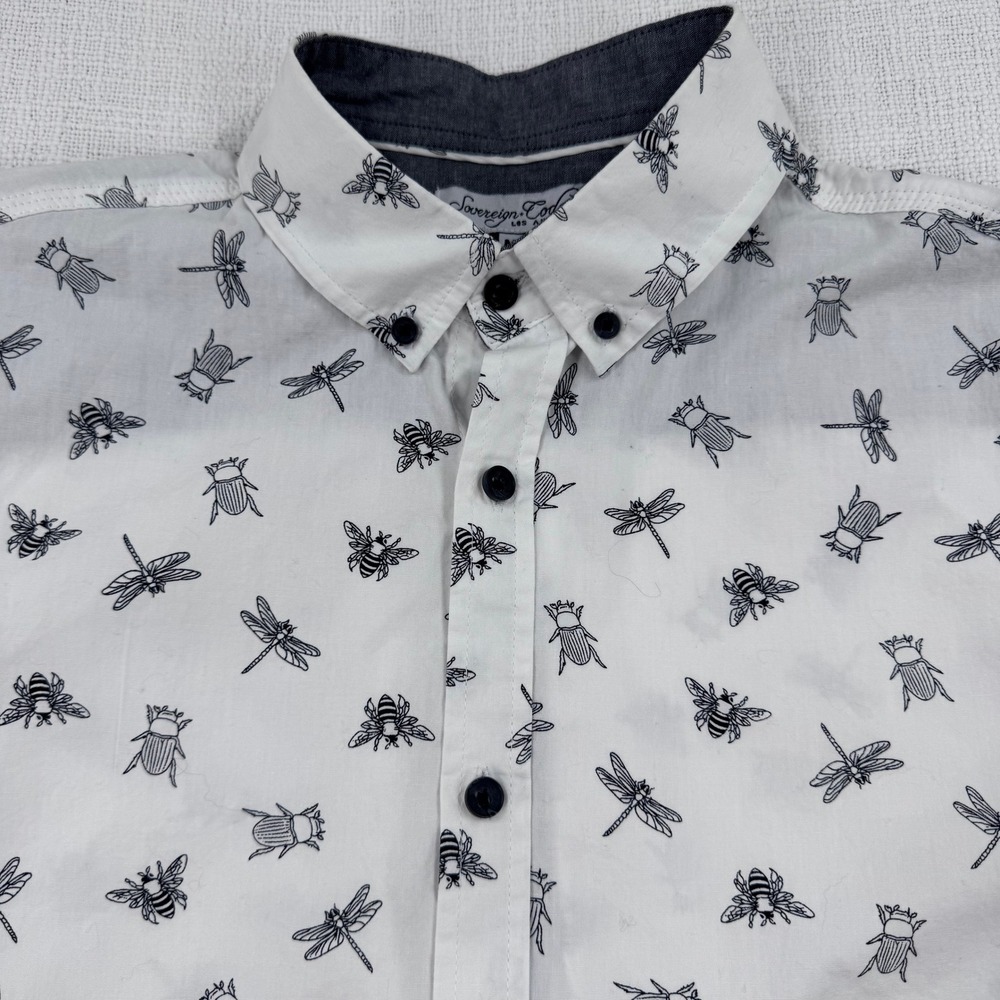 Sovereign Code Mens M Insect Print Button Down Short‎ Sleeve Button Down Shirt